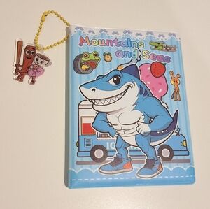 Brain Rot Shark Cover Pocket Notebook With Chaotic Meme Stickers & Charm , NEW